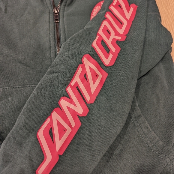Santa Cruz Skateboards Kids Hoodie - Green with Pink Accents - Picture 5 of 7